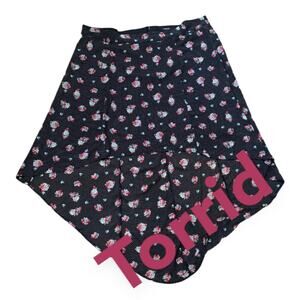 Torrid black white polka dot floral print hi lo maxi skirt plus size women 24